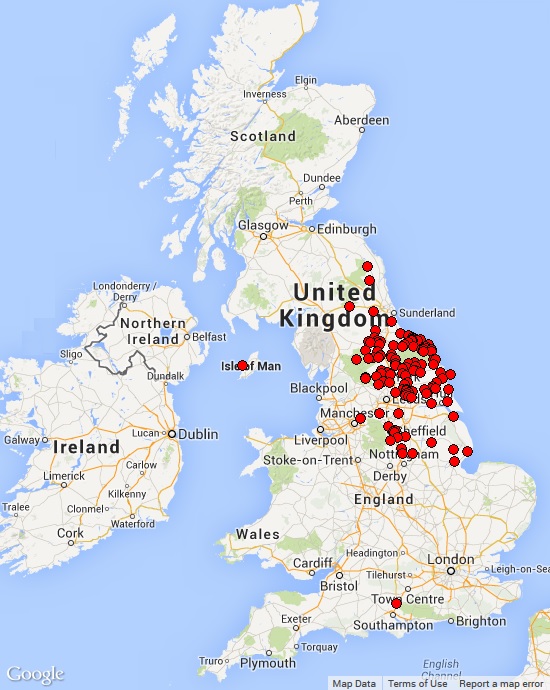 Longsword Dance Distribution Map