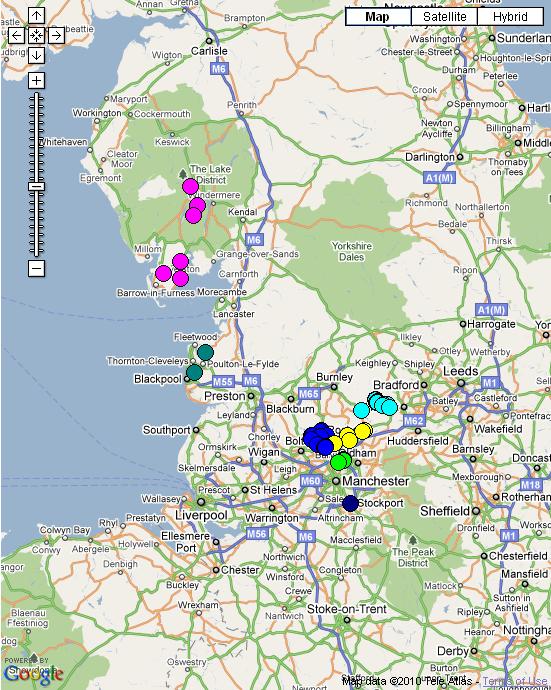Folk Play Distribution Map: Pace Egging Plays 2010