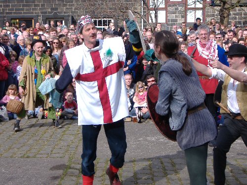 The Heptonstall Players' Pace Egg play performed in Weaver's Square, Heptonstall, West Yorkshire, England, on Good Friday 2007