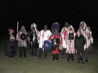 The Hilltop Mummers performing the East Boldre mummers' play in and around East Boldre in the New Forest, Hampshire, England on the 19th Dec.2009.